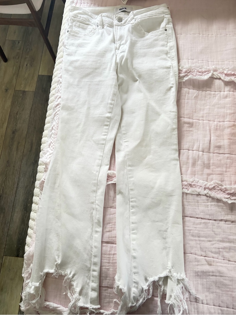 Mica White Frayed Hem Cropped Jeans